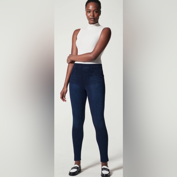 Spanx Womens Blue Jeanish Ankle Leggings Jeggings - Size 1X - Picture 1 of 10